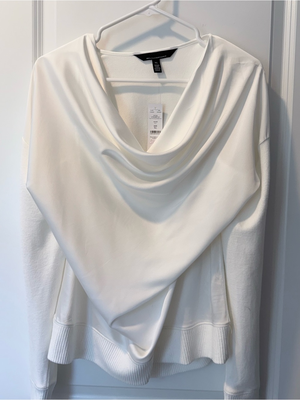 WHBM Cowl Neck Mixed Media Shirt XL